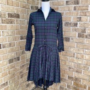 Vintage look, plaid high and low dress